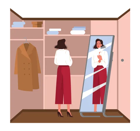 Businesswoman dressing up in the wardrobe  Illustration