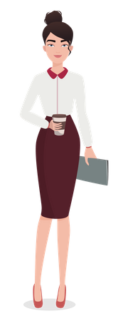 Businesswoman Drinking Coffee  Illustration