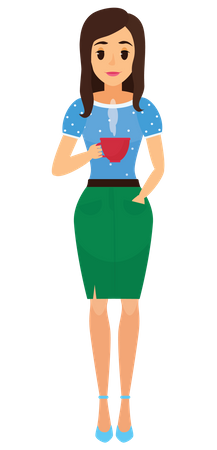 Businesswoman Drinking Coffee  Illustration