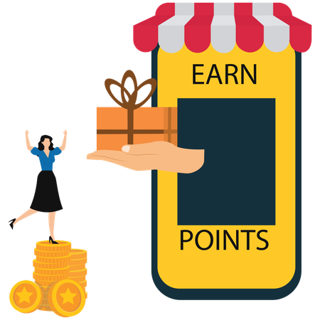 Businesswoman Earn points for loyal customers  Illustration
