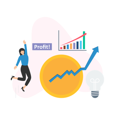 Businesswoman earning business profit  Illustration