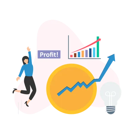 Businesswoman earning business profit  Illustration