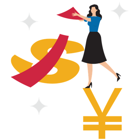 Businesswoman earning dollar income  Illustration