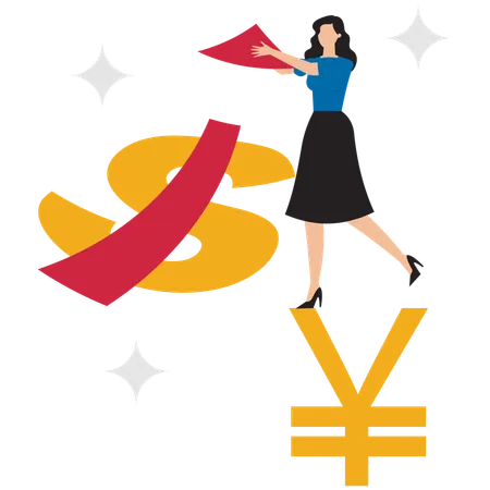 Businesswoman earning dollar income  Illustration