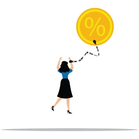 Businesswoman earning money at High increasing rate  Illustration