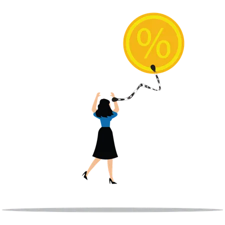 Businesswoman earning money at High increasing rate  Illustration