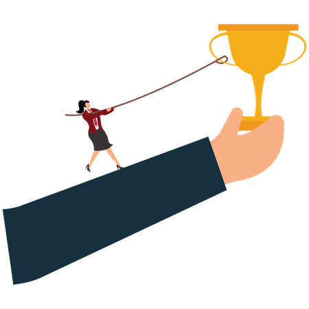 Businesswoman earning small victories to motivate employees to succeed in their work  Illustration