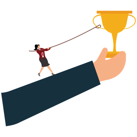 Businesswoman earning small victories to motivate employees to succeed in their work  Illustration