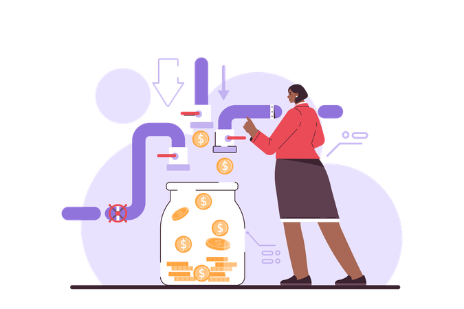 Businesswoman earns through passive income  Illustration