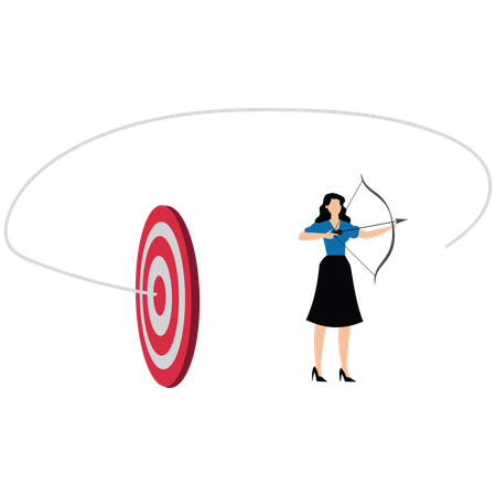 Businesswoman easy aim at target bullseye  Illustration