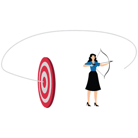 Businesswoman easy aim at target bullseye  Illustration