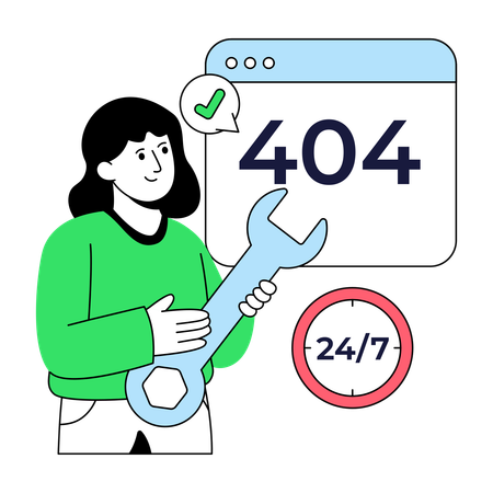 Businesswoman encounters Error 404  Illustration
