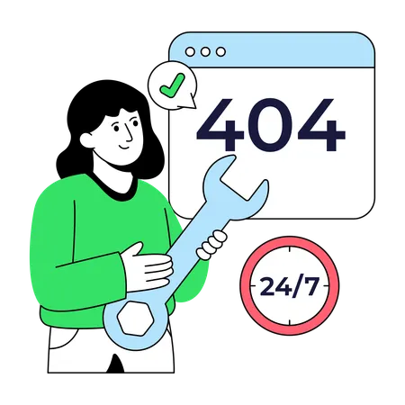 Businesswoman encounters Error 404  Illustration
