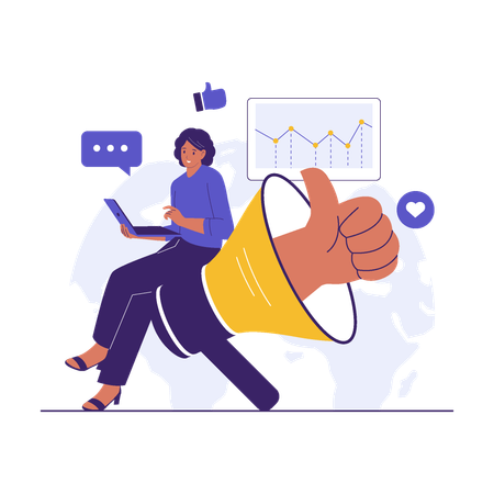 Businesswoman engaged in Positive Public Relation  Illustration