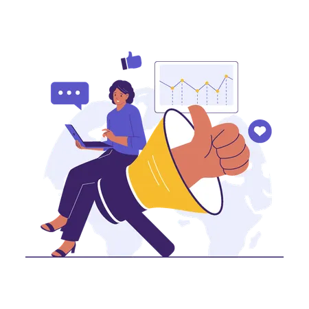 Businesswoman engaged in Positive Public Relation  Illustration