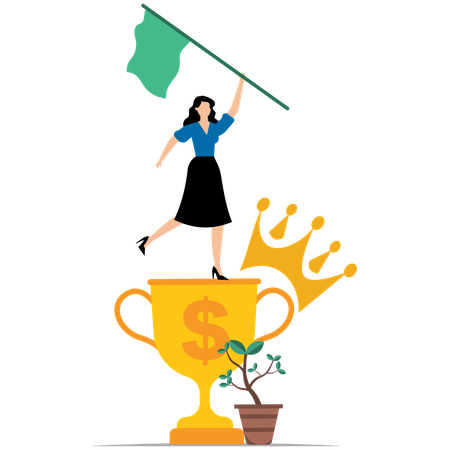 Businesswoman Enjoying Business achievement  Illustration