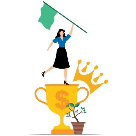 Businesswoman Enjoying Business achievement  Illustration