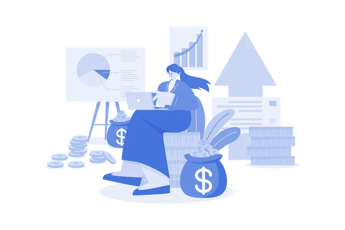 Business Financial Growth Illustration Concept On A White Background Illustration