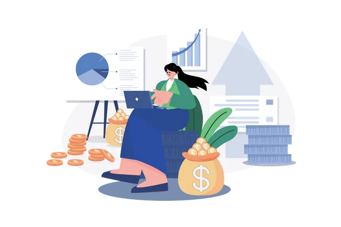 Businesswoman enjoying financial growth  Illustration