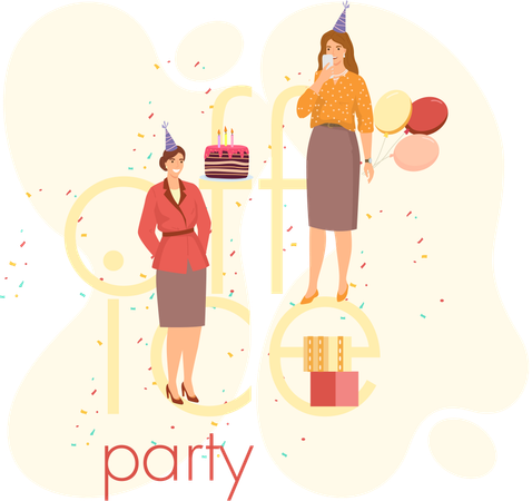 Businesswoman enjoying office party  Illustration