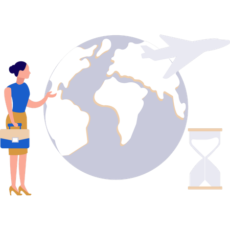 Businesswoman enjoys her international journey  Illustration