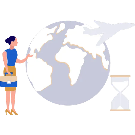 Businesswoman enjoys her international journey  Illustration