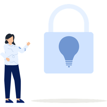 Businesswoman ensures data protection  Illustration