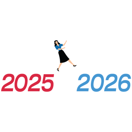 ビジネスウーマンが2026年に突入  イラスト