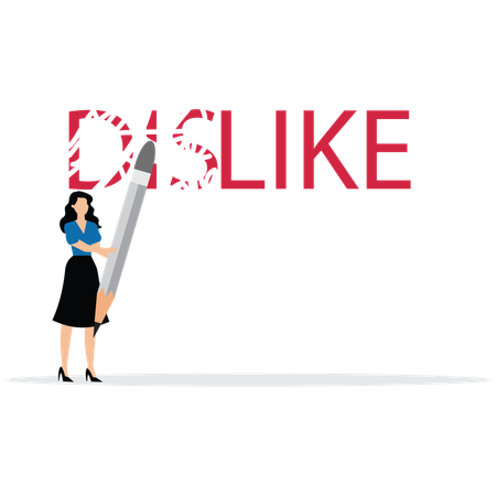 Businesswoman erase dislike  Illustration