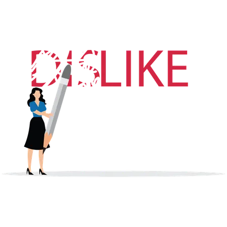 Businesswoman erase dislike  Illustration