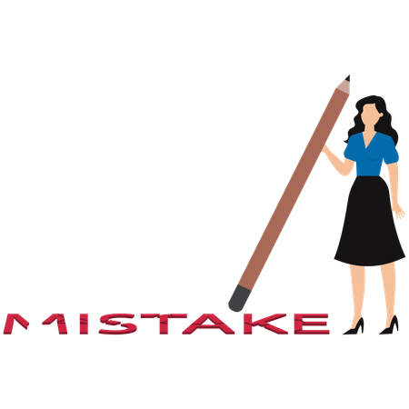 Businesswoman erasing business mistake  Illustration