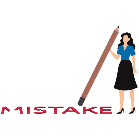 Businesswoman erasing business mistake  Illustration