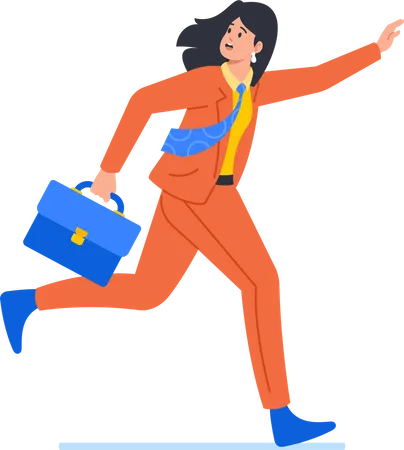 Businesswoman Escaping From Work  Illustration