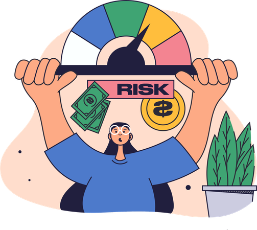 Businesswoman evaluates risk management techniques  Illustration