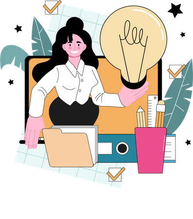 Businesswoman exchanges idea  Illustration