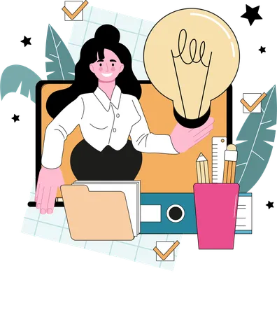 Businesswoman exchanges idea  Illustration