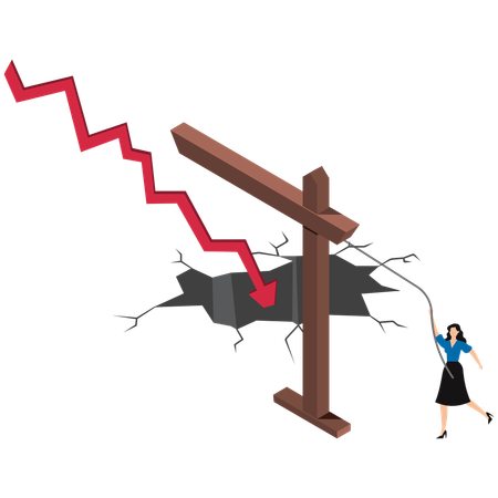 Businesswoman experiencing stock market crash  Illustration