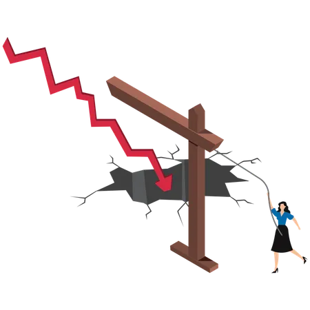 Businesswoman experiencing stock market crash  Illustration