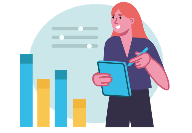 Businesswoman explaining about business data  Illustration