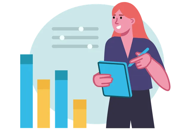 Businesswoman explaining about business data  Illustration