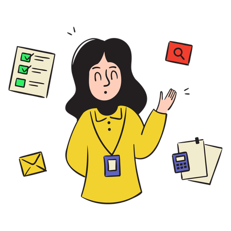 Businesswoman Explaining Financial Checklist  Illustration