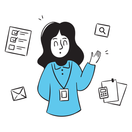 Businesswoman Explaining Financial Checklist  Illustration