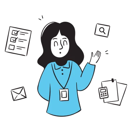 Businesswoman Explaining Financial Checklist  Illustration