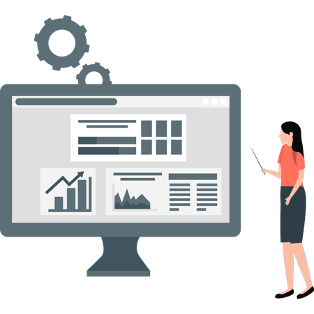 Businesswoman explains graphical data  Illustration