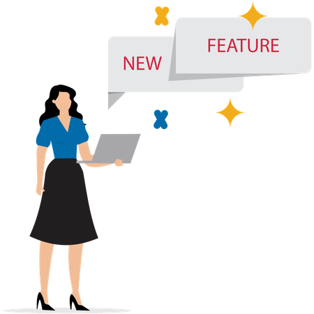 Businesswoman exploring new features  Illustration
