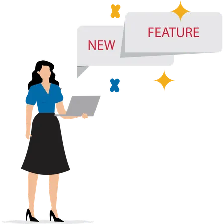 Businesswoman exploring new features  Illustration