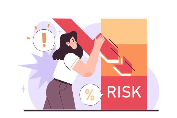 Dont Take A Risk Effective Management Strategy In Conditions Of Economic Stagnation Economic Activity Decline Business Saving Actions Flat Vector Illustration Illustration