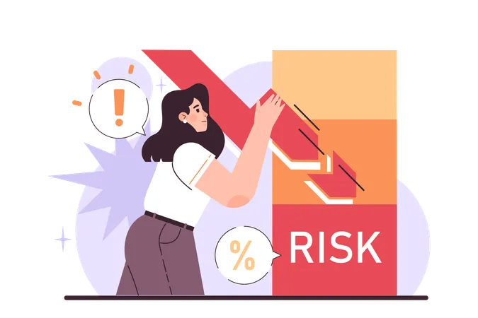 Businesswoman faces business risk  Illustration