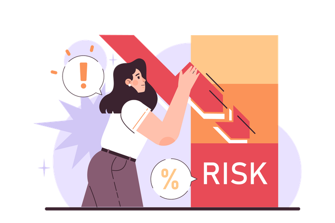 Businesswoman faces business risk  Illustration