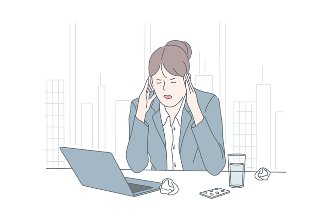 Businesswoman faces deadline pressure  Illustration